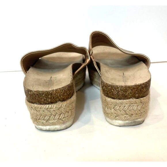 Report Metallic Bronze Jute Wrapped Platform Slides White Rubber Sole Size 8 - Picture 6 of 11